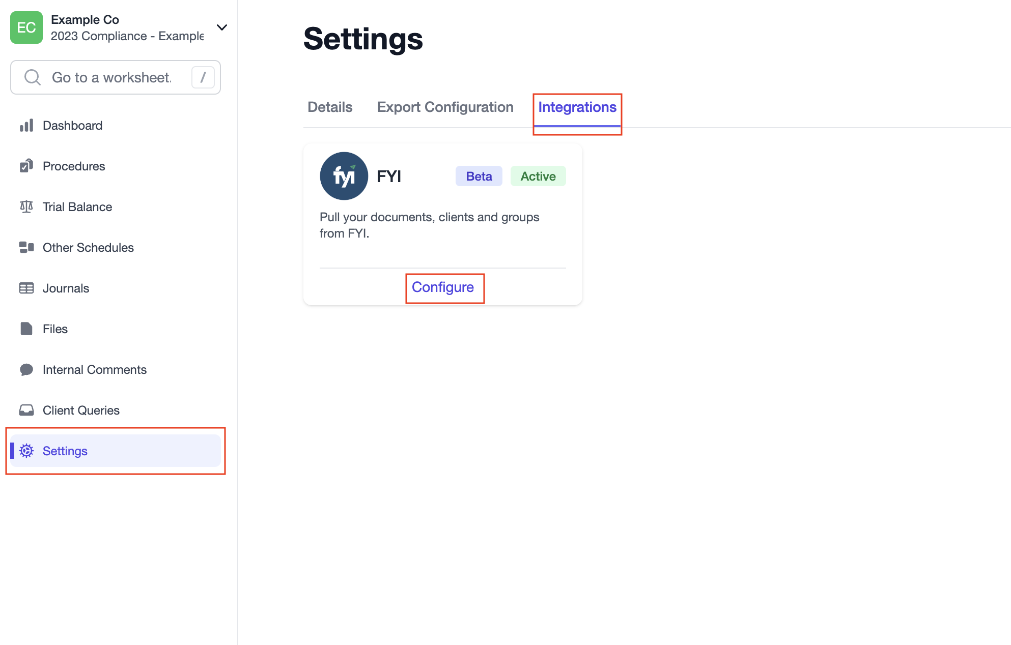 Workpaper settings